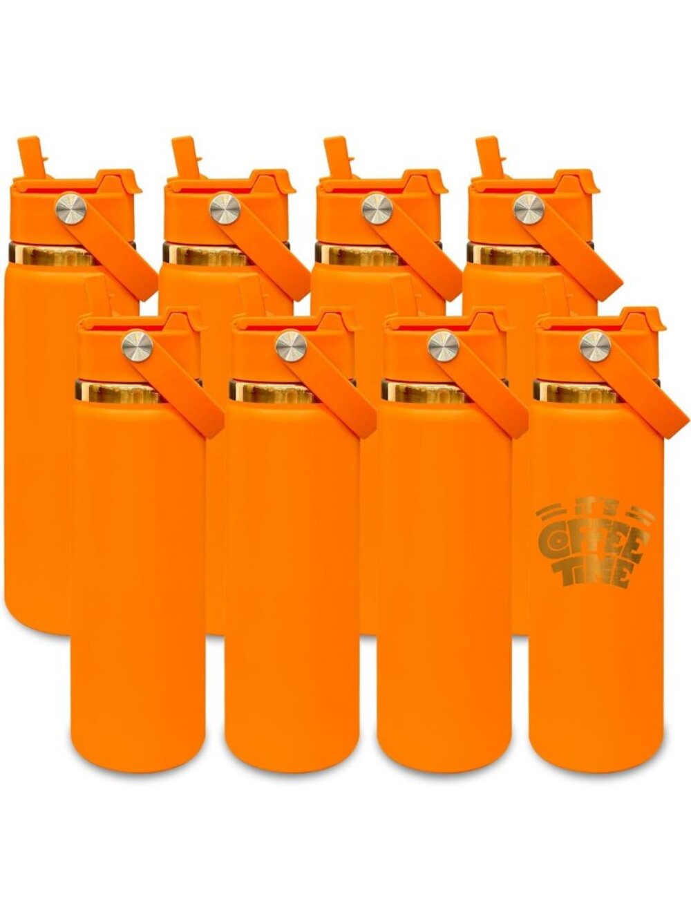 20 oz Insulated Water Bottle with 2-in-1 Straw & Spout Lid - Orange Color